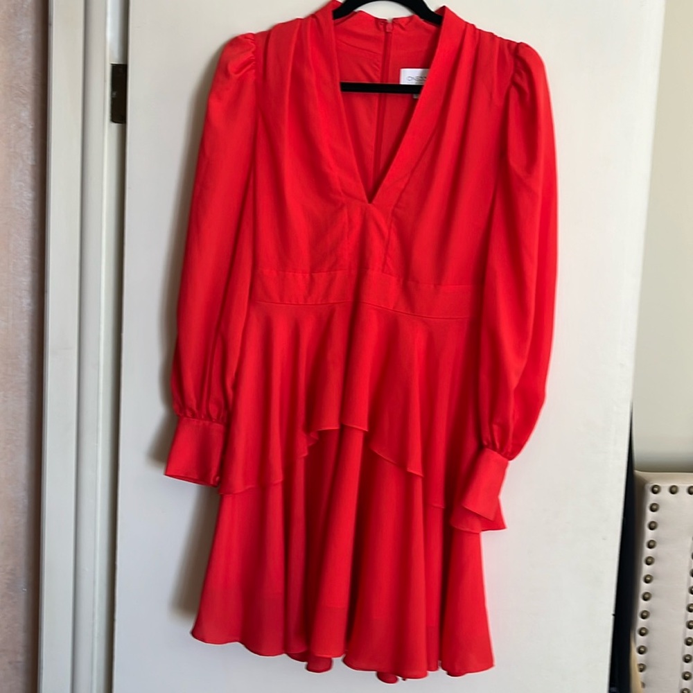 Orange flirty deep v dress